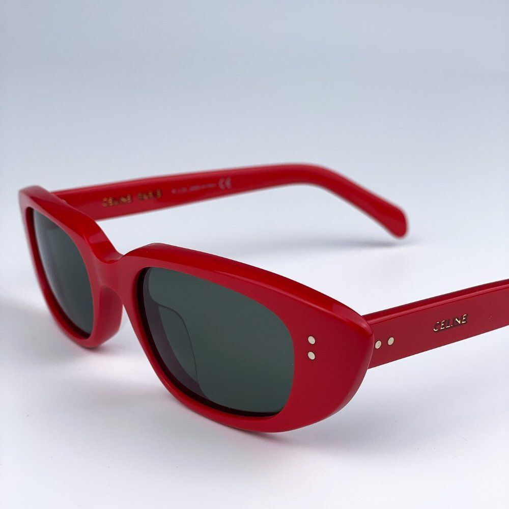 NEW Celine CL40095U 68N Shiny Red  Green Geometric Women Sunglasses - Picture 6 of 13